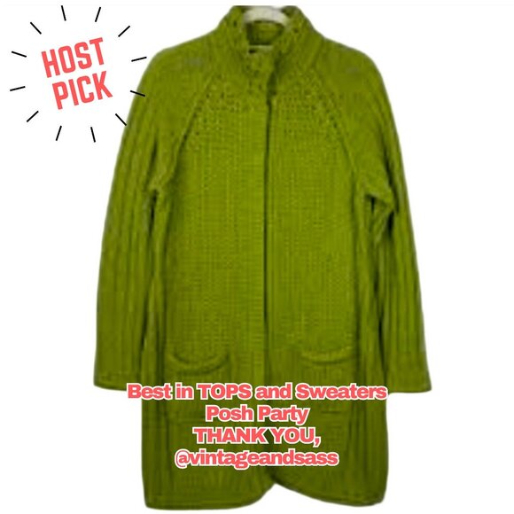 Vintage Sundance Green Lambswool Blend Snap Front Cardigan Coat - Picture 9 of 10